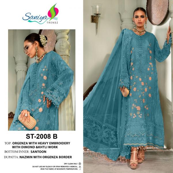 Saniya St 2008 Embroidered organza Designer Pakistani Suit Collection